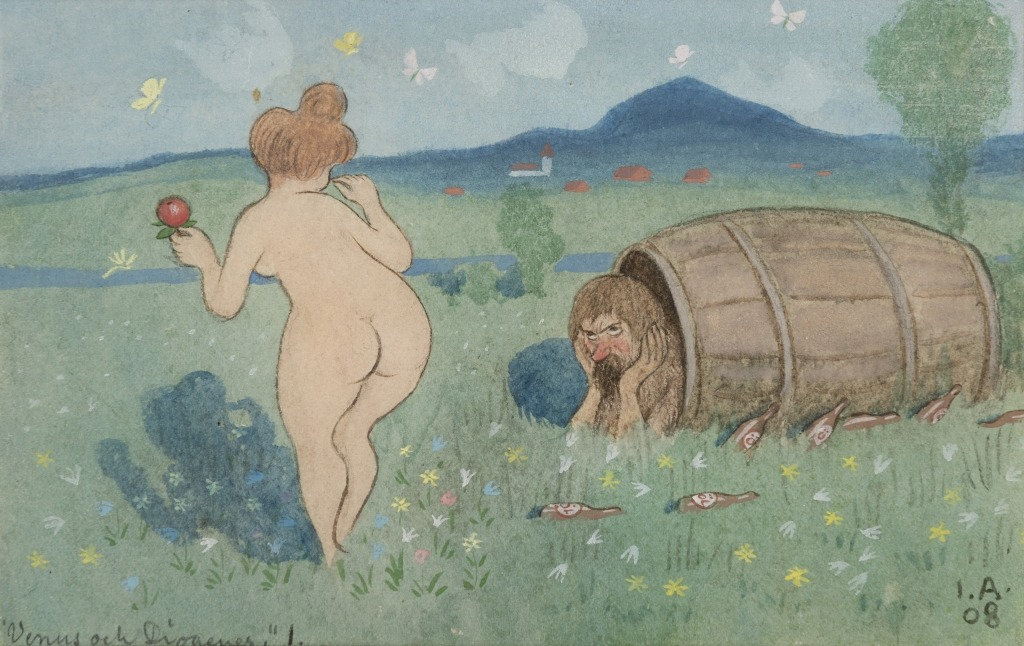 Ivar Arosenius — Venus and Diogenes, 1908