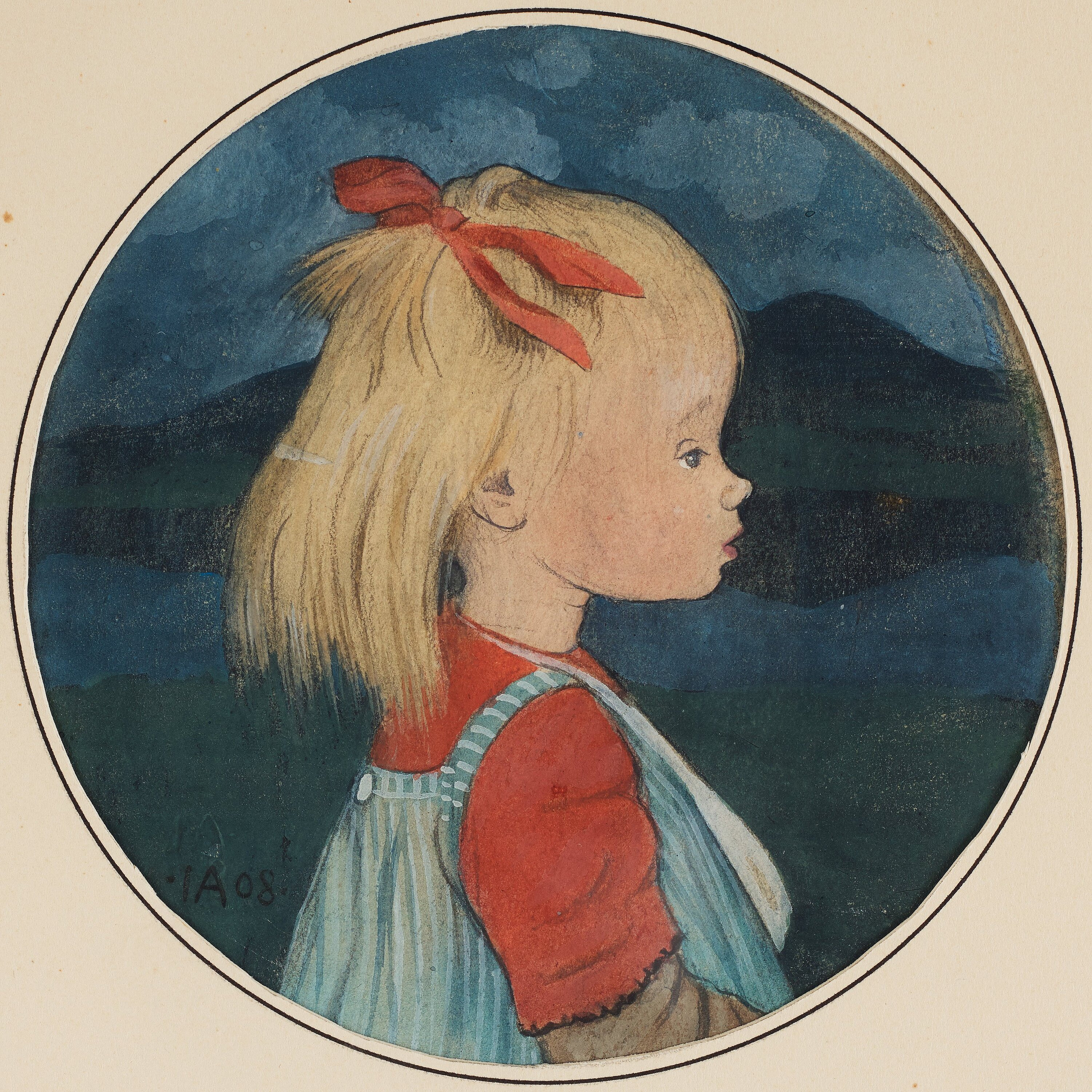 Ivar Arosenius — Eva with red hairband (Lillan med rött hårband)