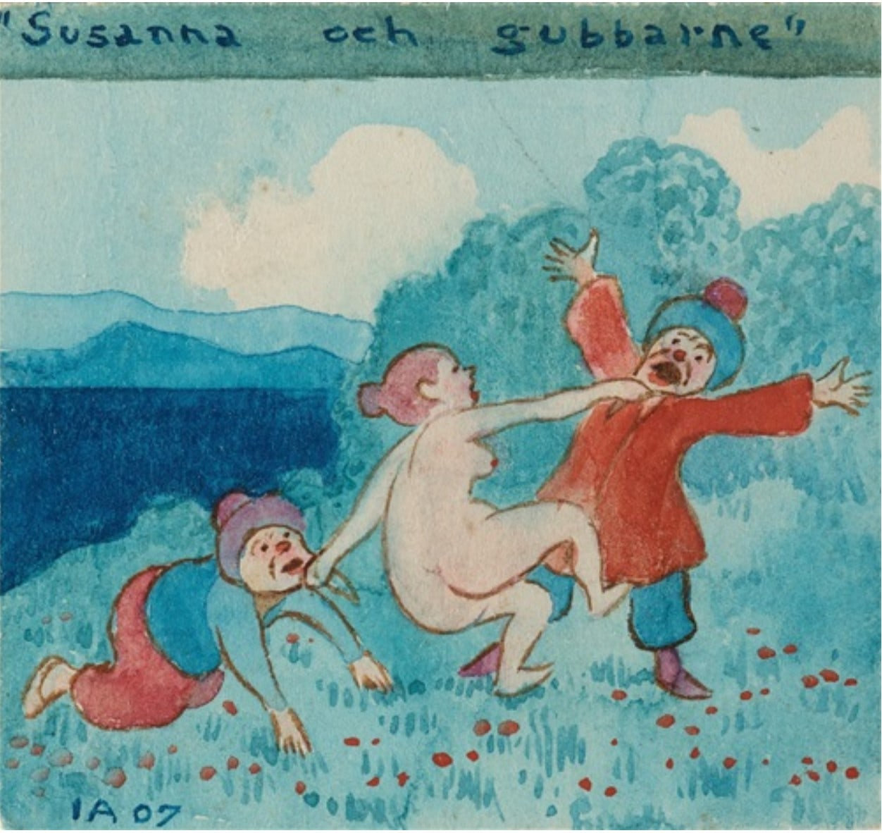 Ivar Arosenius — Susanna and the Elders (Susanna och gubbarne), 1907