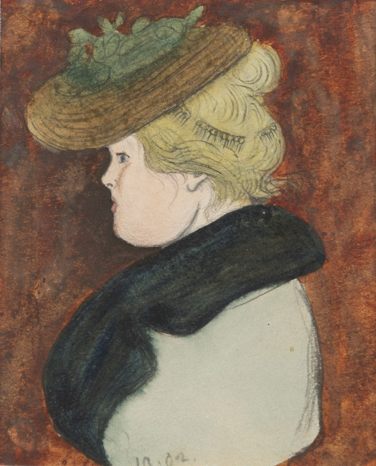 Ivar Arosenius — Portrait of a lady with a hat and boa (Porträtt av en dam med hatt och boa), 1902