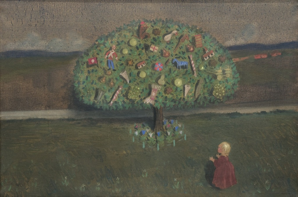 Ivar Arosenius — Eva and the tree of toys (Lillan under leksaksträdet), 1907